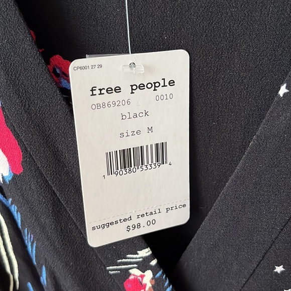 🆕NWT Free People Black Dress floral sleeveless mini Sz M - Picture 10 of 10
